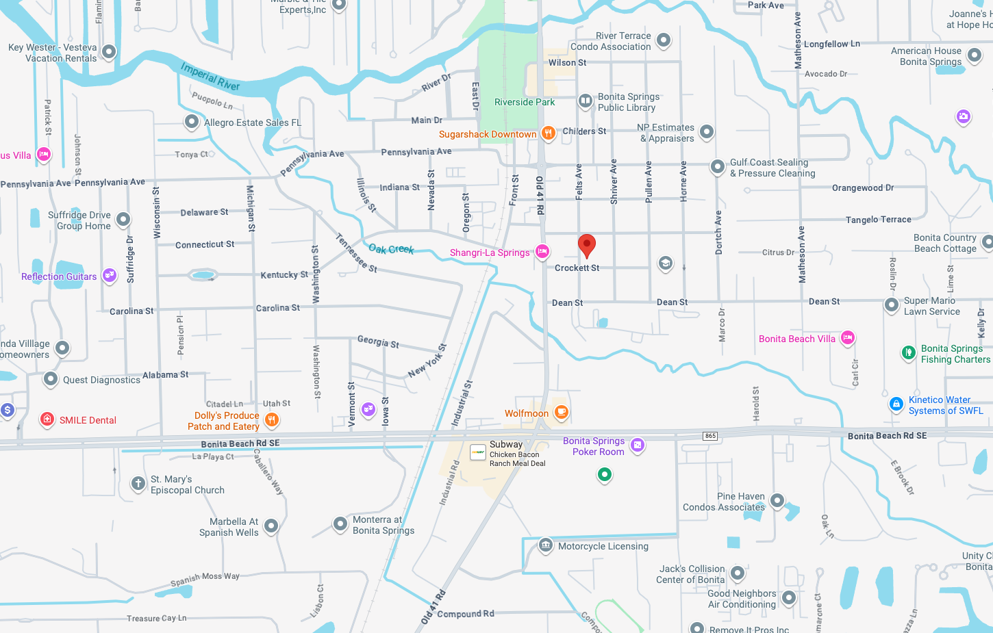 Downtown Bonita Springs map with nearby attractions